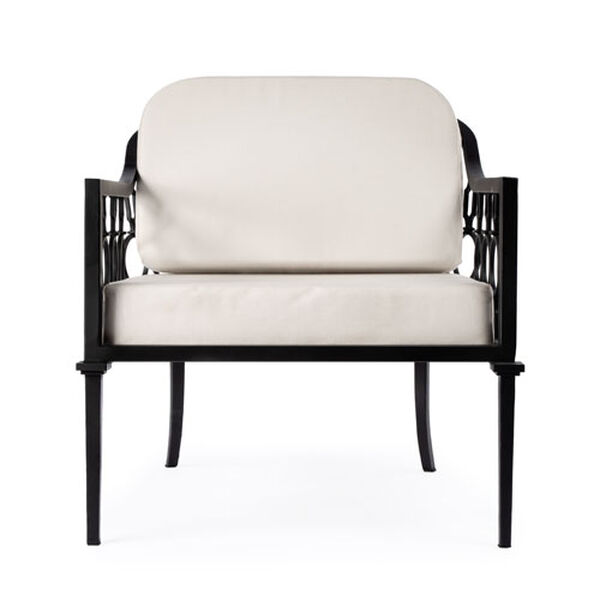 Southport Beige and Black Iron Upholstered Outdoor Lounge Chair, image 4
