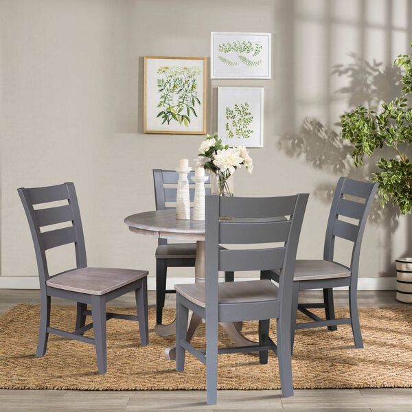 Parawood II Washed Gray Clay Taupe 36-Inch  Round Extension Dining Table with Four Chairs, image 4