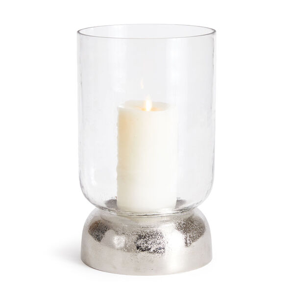 Silver Hammered Glass Boden Hurricane Candle Holder, image 1