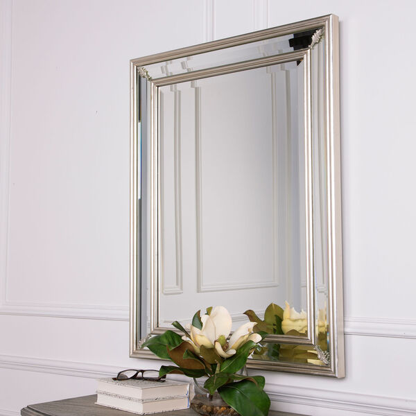 Monroe Silver Double Framed Rectangular Wall Mirror, image 1