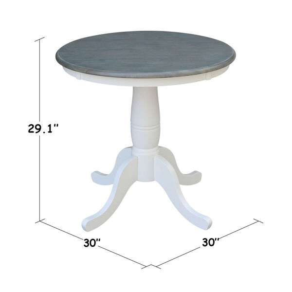 White and Heather Gray 30-Inch Width x 29-Inch Height Round Top Dining Height Pedestal Table, image 3