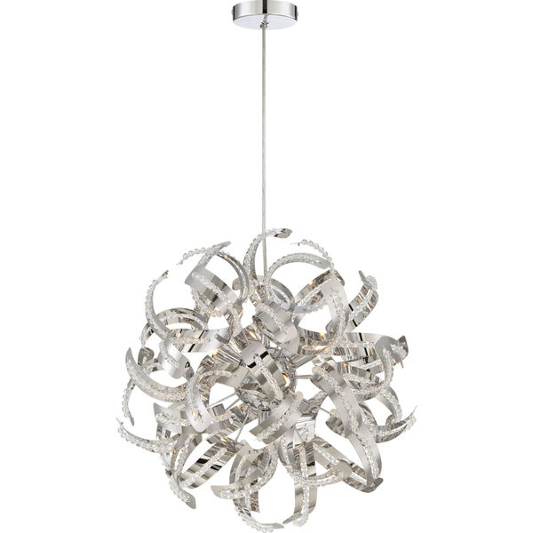 Ribbons Crystal Chrome 17-Inch Five-Light Pendant, image 1