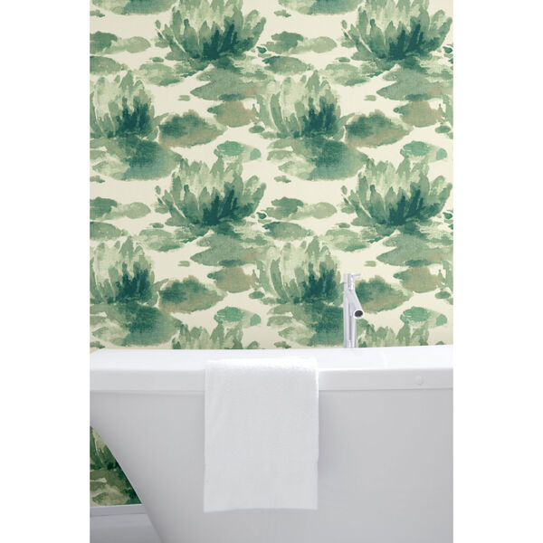 Candice Olson Botanical Dreams Green Water Lily Wallpaper, image 1