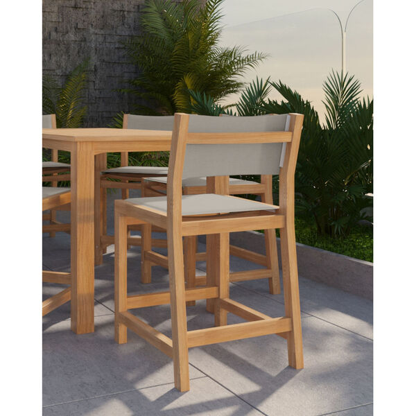 Pearl Natural Sand Teak Taupe Outdoor Counter Height Stool, image 3