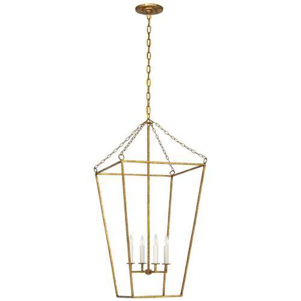Malloy Gilded Iron 18-Inch Four-Light Open Frame Lantern Pendant by Marie Flanigan, image 1