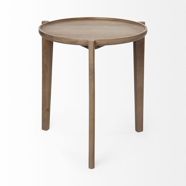 Cleaver I Brown Round Solid Wood Top End Table, image 4