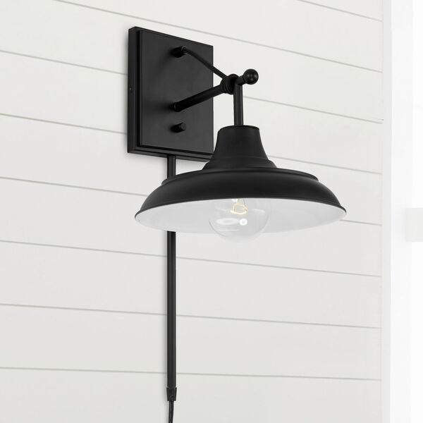 Jones Matte Black One-Light Dimmable Plug-In Wall Sconce, image 3