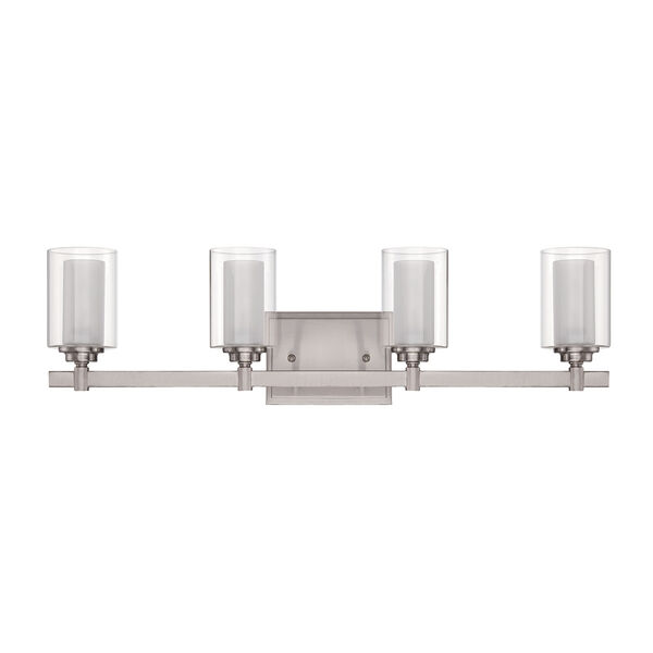 Celeste Brushed Polished Nickel Four-Light Vanity with Frosted Glass, image 1
