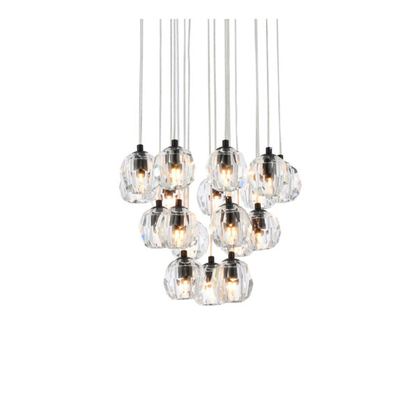 Eren Black 15-Inch 18-Light Pendant with Royal Cut Clear Crystal, image 3
