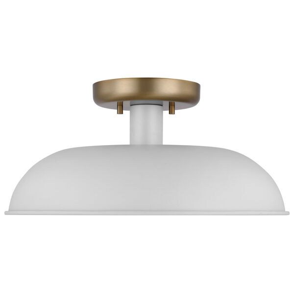 Colony Matte White and Burnished Brass 15-Inch One-Light Semi Flush Mount, image 3