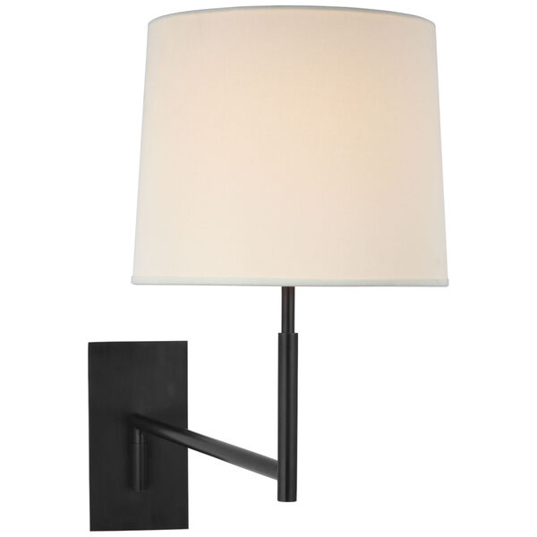Clarion Medium Articulating Sconce in Bronze with Linen Shade by Barbara Barry, image 1