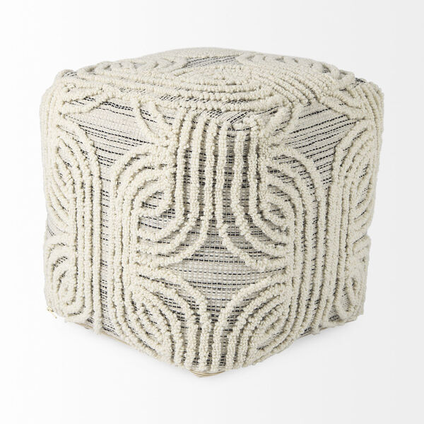 Amaya Multicolor Wool and Cotton Pouf, image 3
