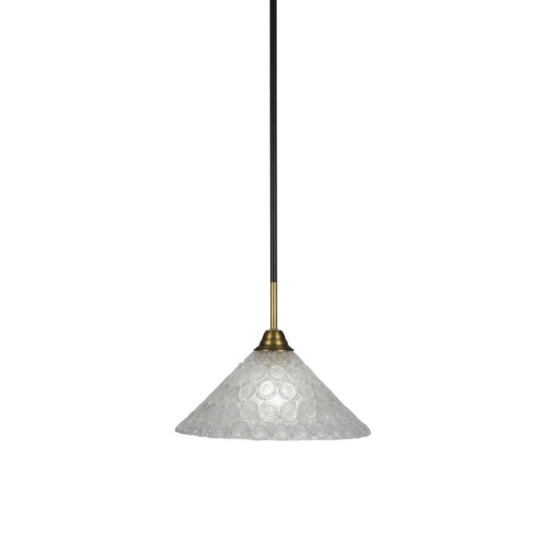 Paramount Matte Black and Brass 12-Inch One-Light Pendant with Italian Bubble Shade, image 1