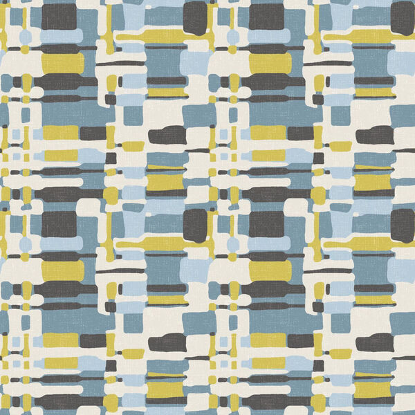Retro Plaid Blue And Green Peel And Stick Wallpaper, image 1