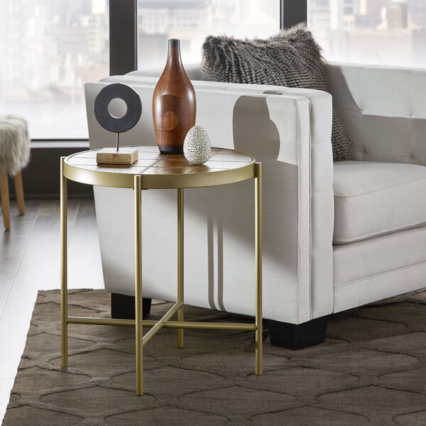 Dawson Gold and Faux Leather End Table, image 6