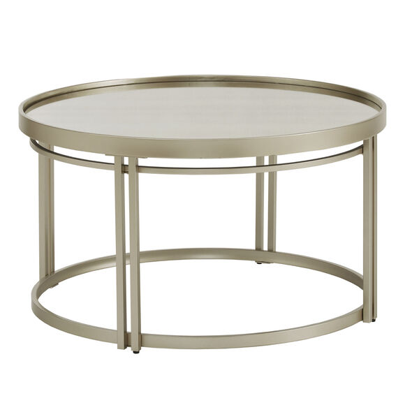 Samantha Champagne Silver Antique Mirror Top Coffee Table, image 1