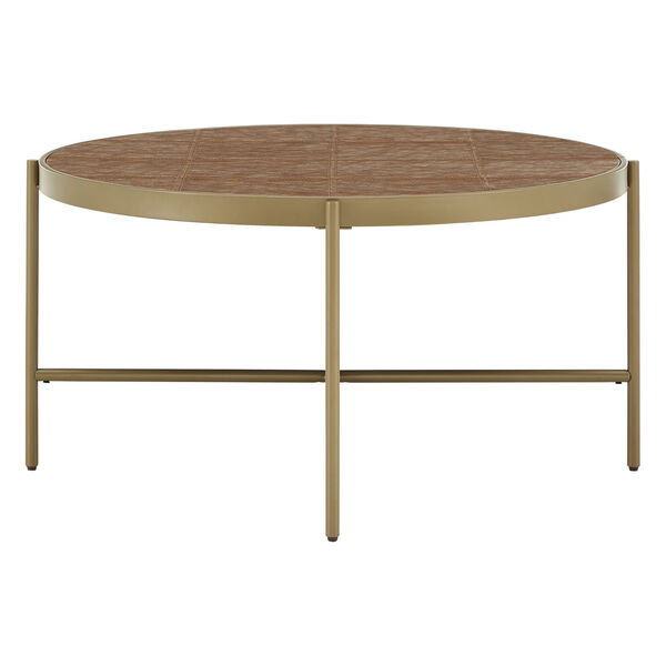 Dawson Gold and Faux Leather Coffee Table, image 3