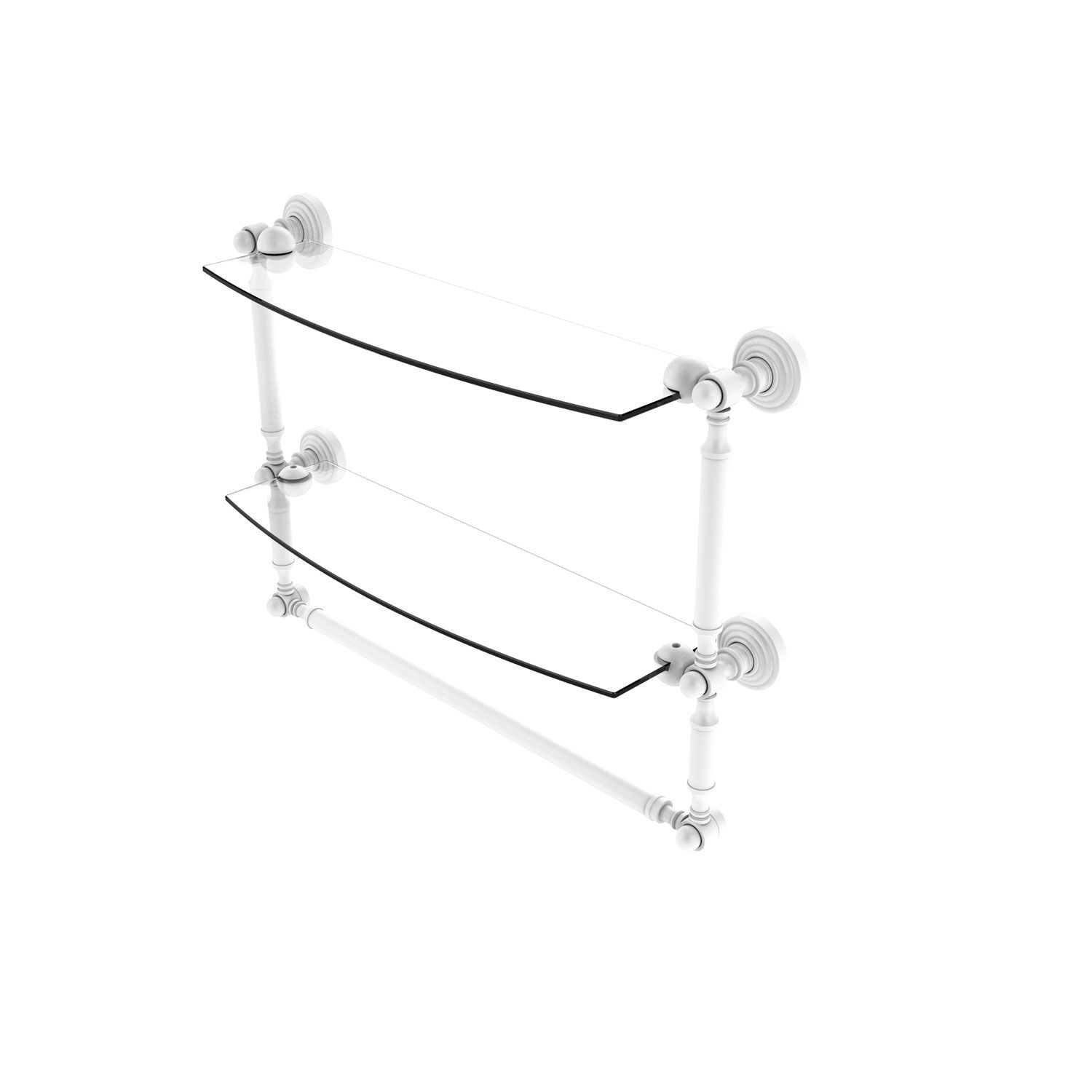 Allied Brass WP-34TB/18-ABZ Waverly Place Collection 18 Inch Two Tiered Glass Shelf with Integrated Towel Bar Antique Bronze