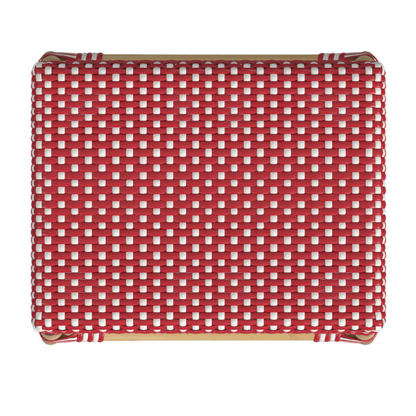 Robias Red and White Dot on Natural Rattan Counter Stool, image 5