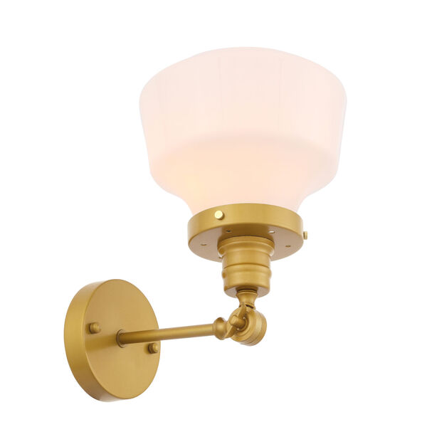 Lyle Brass Eight-Inch One-Light Wall Sconce with Frosted White Glass, image 1