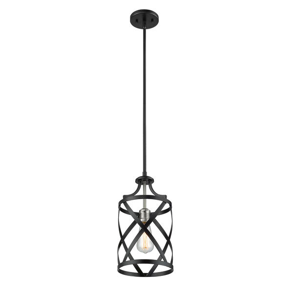 Malcalester Matte Black and Brushed Nickel One-Light Mini Pendant, image 5