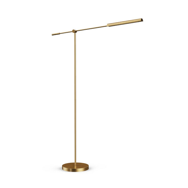 Astrid Vintage Brass Integrated LED Floor Lamp with Metal Shade, image 1
