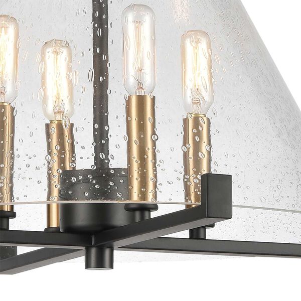 The Holding Matte Black with Satin Brass Four-Light Pendant, image 4