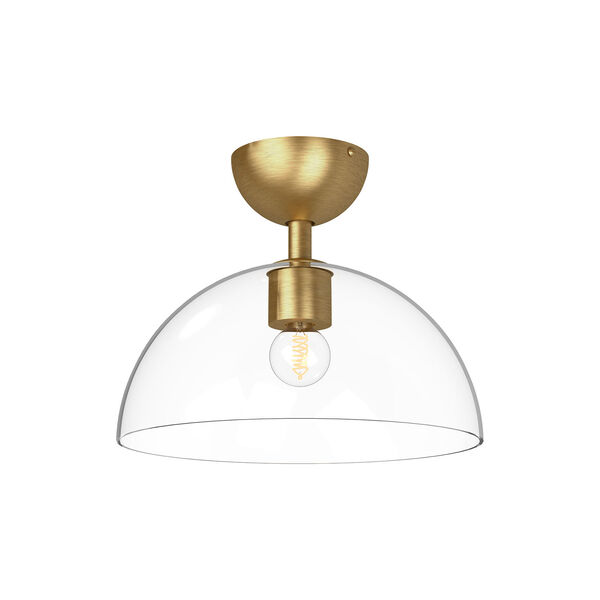 Jude Brushed Gold One-Light Semi-Flush Mount with Clear Glass, image 1
