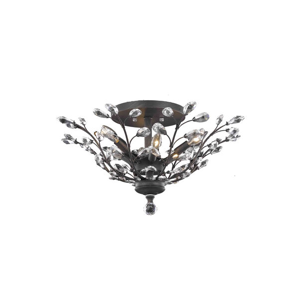 Orchid Dark Bronze 27-Inch Six-Light Flush Mount with Clear Elegant Cut Crystal, image 1