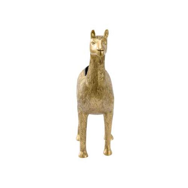 Antique Brass Drama Llama Planter, image 3