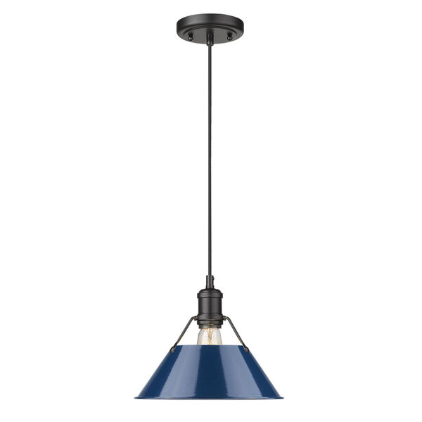Orwell Matte Black 10-Inch One-Light Pendant with Navy Blue Shade, image 1