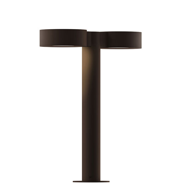 Inside-Out REALS Textured Bronze 16-Inch LED Double Bollard with Frosted White Lens, image 1