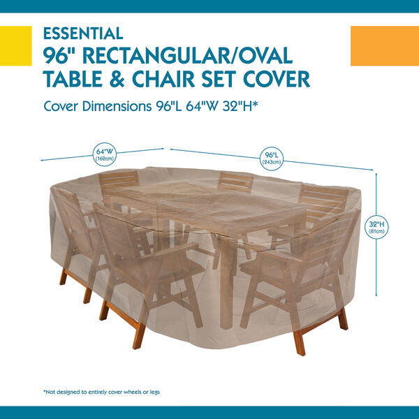 Essential Latte 96 In. Rectangular Oval Patio Table with Chairs Set Cover, image 3