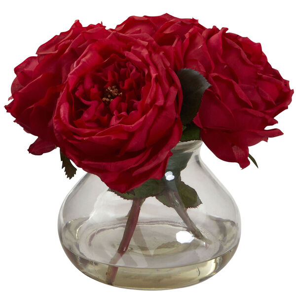 Red Fancy Rose with Vase, image 1