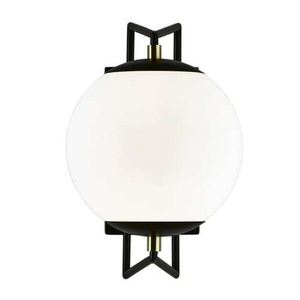 Cosmos Matte Black and Satin Brass 12-Inch LED Outdoor Wall Sconce, image 1