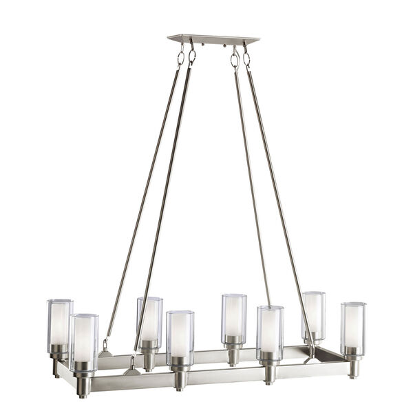 Circolo Brushed Nickel Eight-Light Rectangle Chandelier , image 1