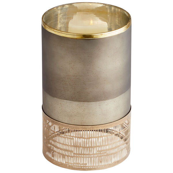 Black Onyx and Antique Brass 9-Inch Lucid Silk Candleholder, image 1