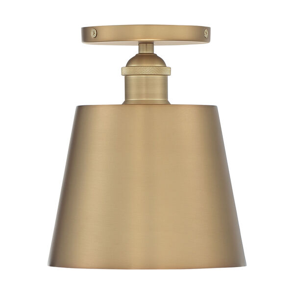 Motif Brushed Brass and White Seven-Inch One-Light Semi-Flush Mount, image 3