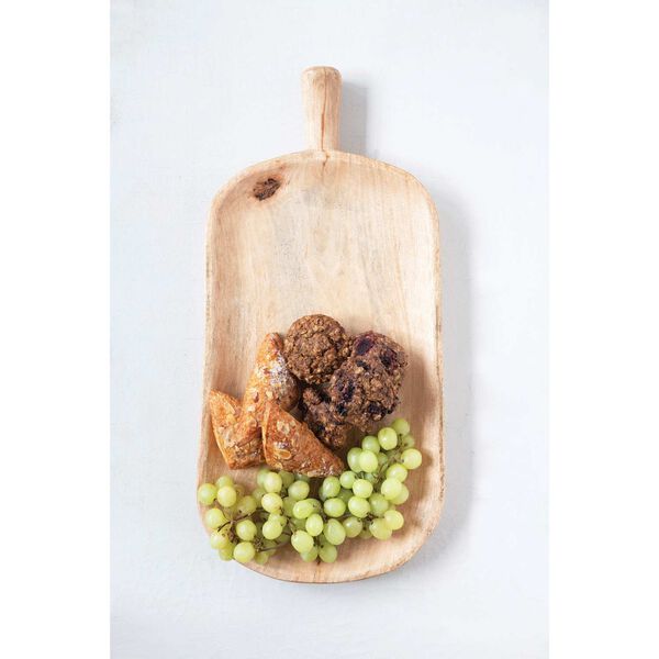 Natural Hand-Carved Mango Wood Tray with Handle, image 2