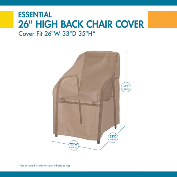 Essential Latte 26-Inch Patio High Back Chair Cover, image 2