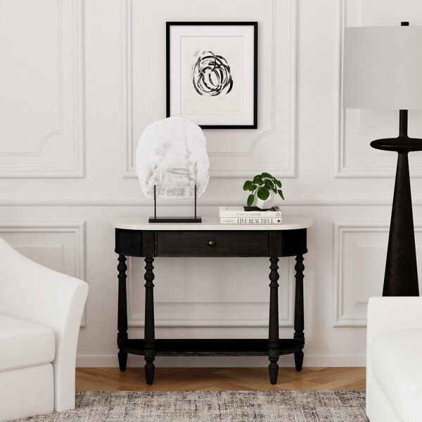Danielle Washed Black Marble 40-Inch One--Drawer Console Table, image 1