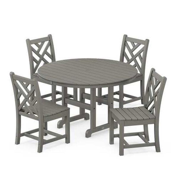 Chippendale Slate Grey Round Side Chair Dining Set, 5-Piece, image 1