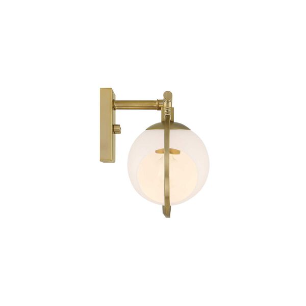 Teatro Brushed Gold Three-Light Bath Vanity with Etched Opal Glass Shades, image 6