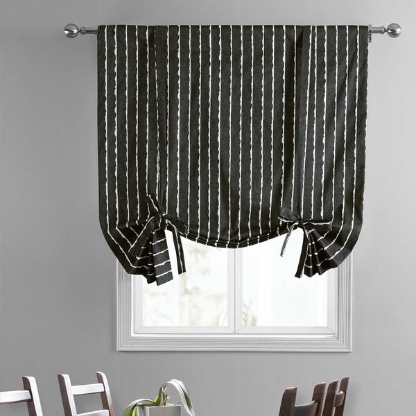 Sharkskin Black Solid Printed Cotton Tie-Up Window Shade Single Panel, image 2