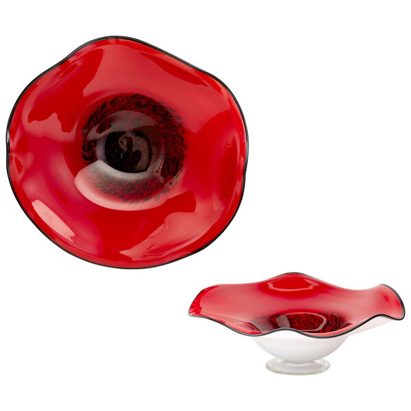Red Large Art Glass Bowl, image 1