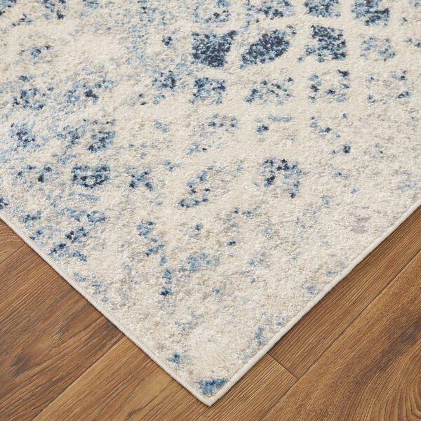 Camellia Casual Abstract Ivory Blue Rectangular 4 Ft. 3 In. x 6 Ft. 3 In. Area Rug, image 6