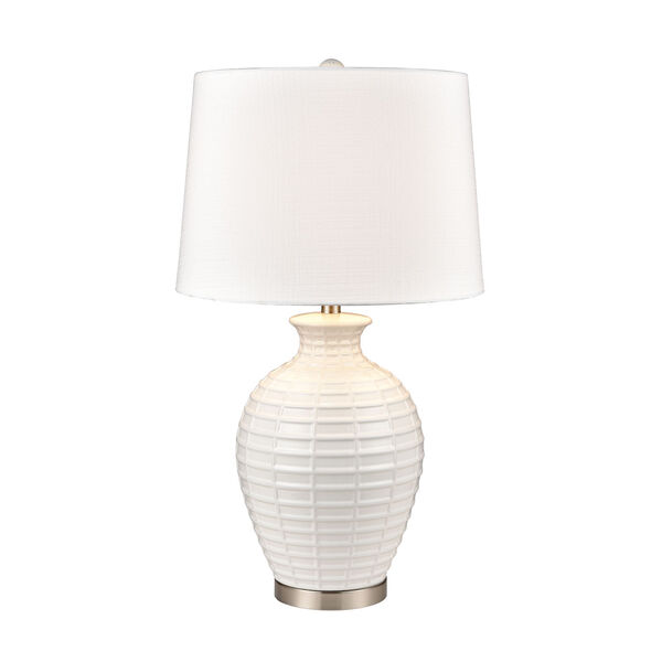Junia White and Satin Nickel One-Light Table Lamp, image 1