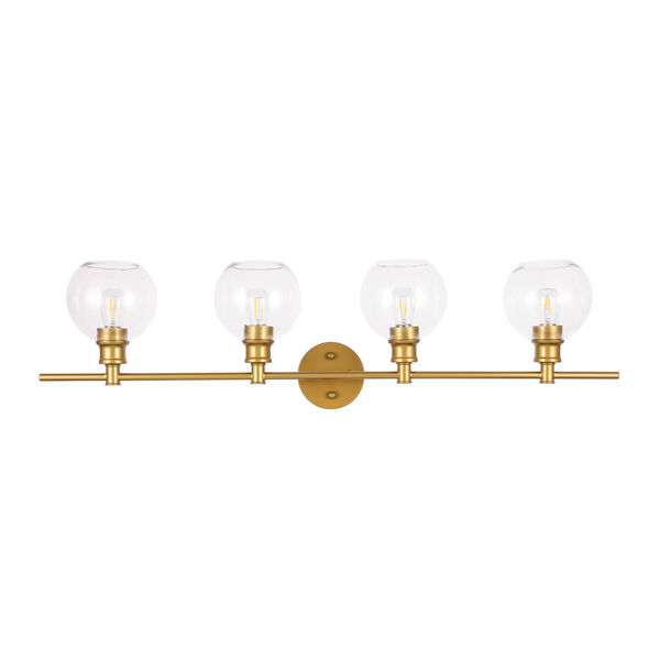 Collier Brass Four-Light Bath Vanity with Clear Glass, image 3