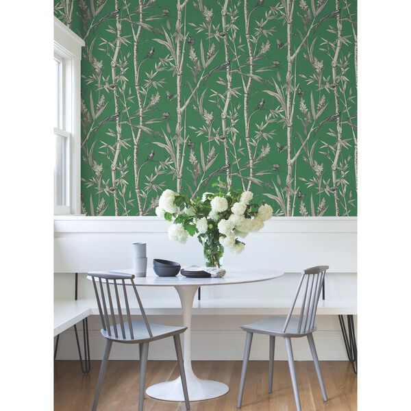 Bambou Toile Green Wallpaper, image 1