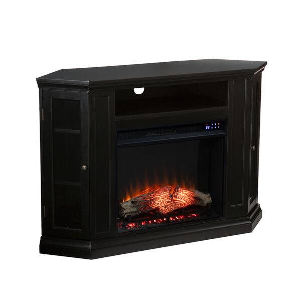 Claremont Black Corner Electric Fireplace with Storage, image 5